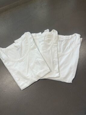 Hugo Boss Mens White Scoop Neck Tank Tops - 3 Pack